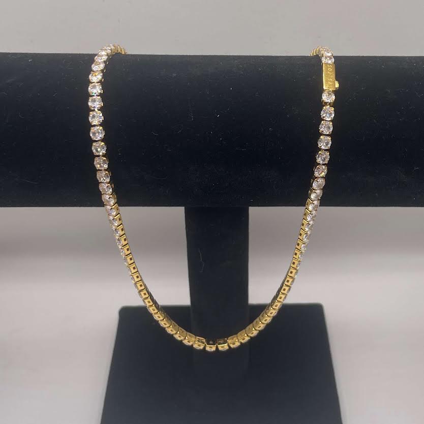 4mm x 20 Inch Tennis Chain - Gold