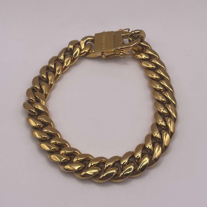 10mm x 8 Inch Cuban Link Bracelet - Gold