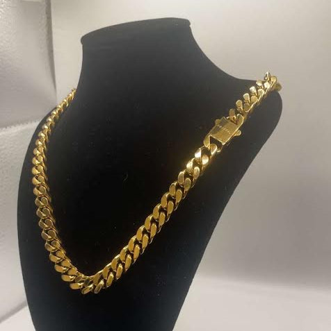 16mm x 24 Inch Cuban Chain - Gold