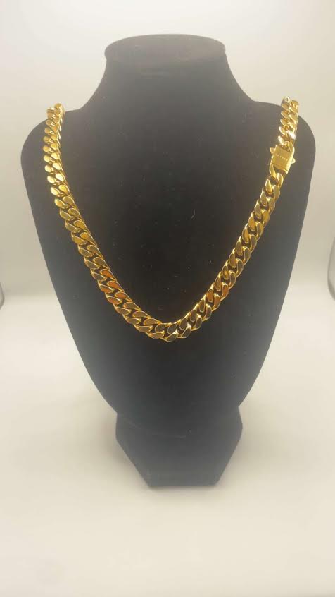 16mm x 20 Inch Cuban Chain - Gold