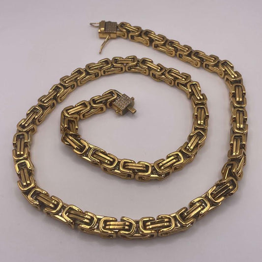 7mm x 22 Inch Byzantine Chain - Gold
