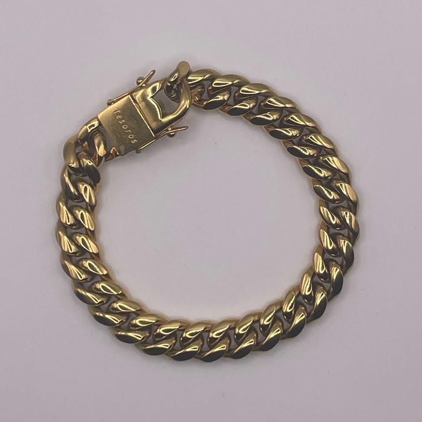 10mm x 8.5 Inch Cuban Link Bracelet - Gold