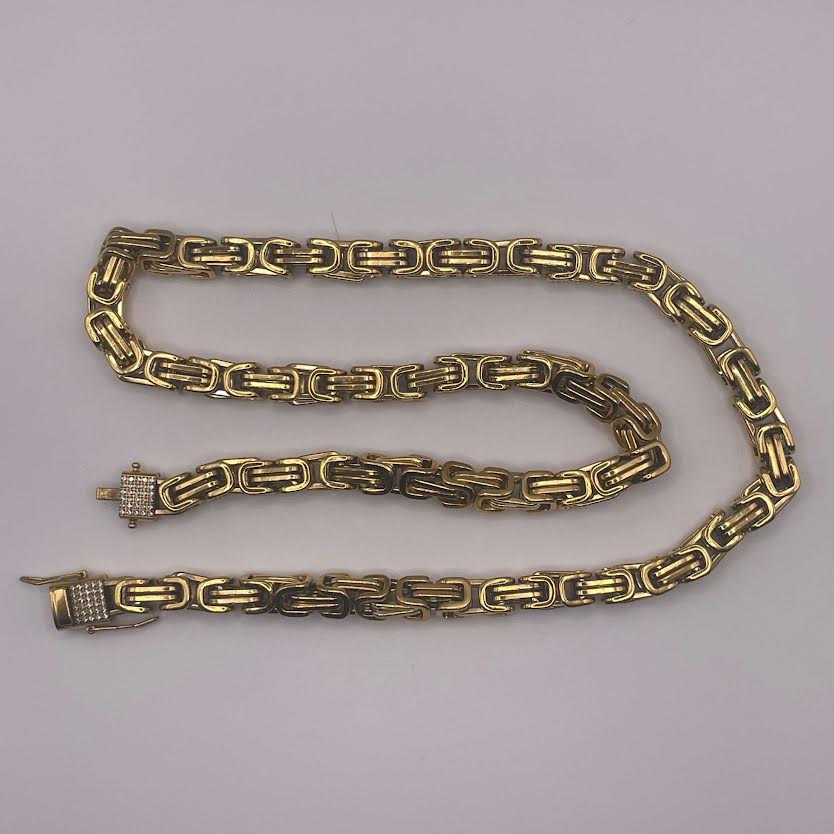 7mm x 22 Inch Byzantine Chain - Gold
