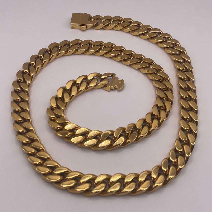 16mm x 24 Inch Cuban Chain - Gold