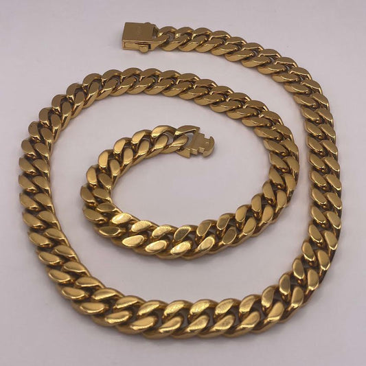 16mm x 24 Inch Cuban Chain - Gold